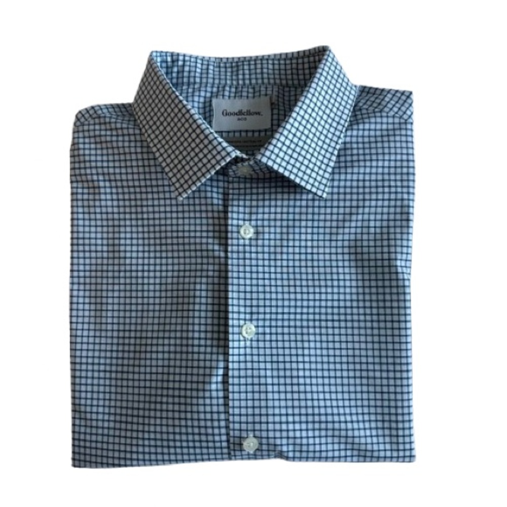 Goodfellow & Co Men's L 16-16 1/2 Blue & White Sleeved Dress Button Down Shirt